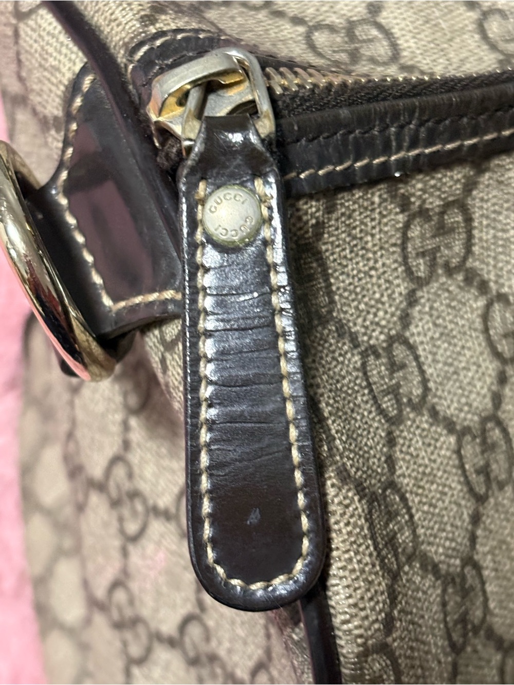 Gucci Beige Monogram Canvas Satchel with Dark Brown Trim - Picture 6 of 14